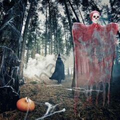 Saçaklı Sesli Işıklı Ürperti Kuru Kafa Korku Hayalet Asılabilir Hallowen Korkutucu İskelet Cadılar Bayramı Kahkaha Atan